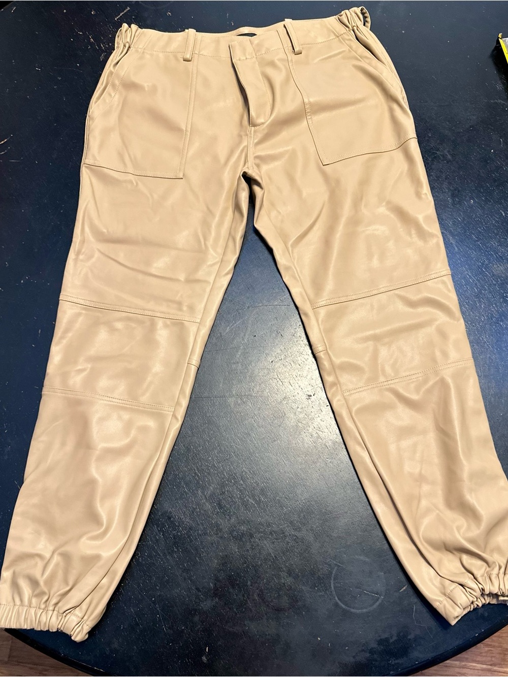 Generation Love Tan Faux Leather Jogger Pants